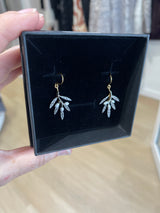 925 Sterling Silver, Rhodium Plated Olive Branch Earrings with Freshwater Pearls