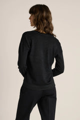 Oriane Sparkle V Neck Knit - Black