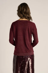 Oriane Sparkle V-neck Knit - Burgundy