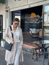 Kirki -Black Embossed Greek Key Handbag