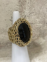 Greek Semi Precious Stone Gold Crochet Ring - Various