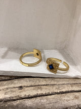 Gold Square Byzantine ring with Coloured Zircon #2