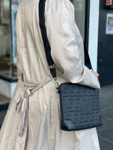 Kirki -Black Embossed Greek Key Handbag