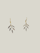 925 Sterling Silver, Rhodium Plated Olive Branch Earrings with Freshwater Pearls