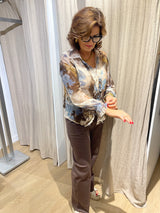 Penelope Frill Button Trim Silk Blouse