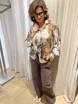 Penelope Frill Button Trim Silk Blouse