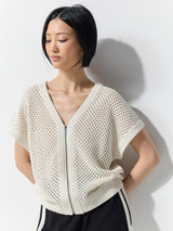 Two Way Zip Thru Knit - Oyster