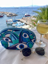 Greek Summer Small Pouch - Evil Eye Design