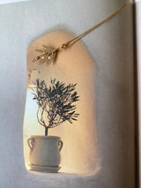 18kt Gold Plated Olive Branch Necklace with Freshwater Pearls - Silver Detail