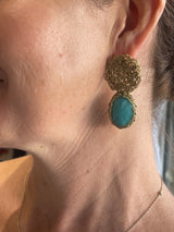 Hara Karamichali Gold & Green Turquoise Drop Earrings
