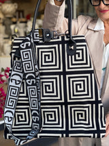 Arianna Greek Key Large Tote Bag