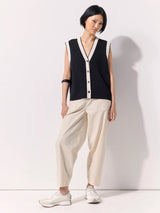 Contrast Trim KnitVest - Black