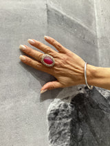 Hara Karamichali Pink Medium Stone Ring -Silver