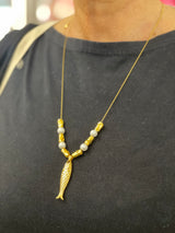 AMMOS NECKLACE - Gold Fish With Fresh Water Pearls