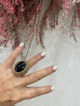 Greek Semi Precious Stone Gold Crochet Ring - Various