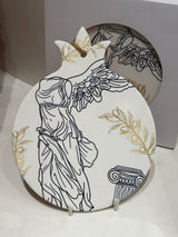 NIKE Greek Goddess Ceramic Wall Pomegranate plaque/Trivett