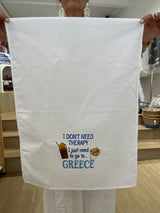 Greek Cotton Need to go Greece Tea Towel - Frappe and Coffee