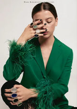 Greek Semi Precious Stone Gold Crochet Ring - Various