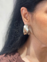 HERA - GREEK HAMMERED SILVER LOOP EARRINGS