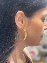 SOPHIA GREEK HAMMERED GOLD LARGE LOOP EARRINGS