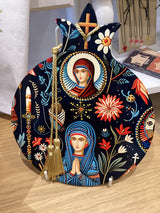Pomegranate Ceramic Religious Decor - Panagia, Floral & Greek Symbols
