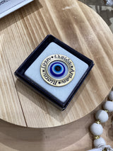 Greek Marble Paper weight with Blue Mati (Good Luck Charm)