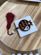 Greek Marble Paperweight with Maroon Pomegranate (Good Luck Charm)