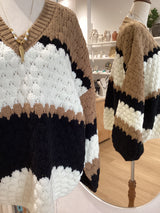 Airlie Knit - Black with Oat Stripe