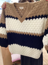 Airlie Knit - Black with Oat Stripe