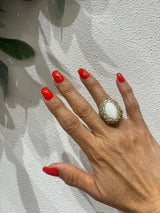 Hara Karamichali Oval Stone Ring - White Jade