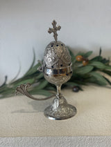 Thimiato - Large Christian Byzantine Orthodox Greek Censer - Silver
