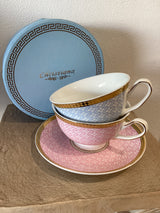 Teacup & Saucer - Pink/Blue