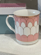 Mug - Scallop Pink & White Design