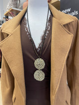 Hara Karamichali Anais Necklace - Double Crochet Gold discs with Bronzite semi precious stones.