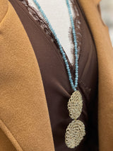 Hara Karamichali Anais Necklace - Double Crochet Gold discs with Blue Jade semi precious stones