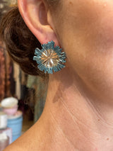Tina Kotsonis Flower Earrings - Blue & Gold