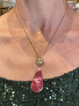Tina Kotsonis Teardrop Necklace - Pink & Gold