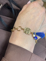 NIKA BRACELET WITH BLUE TASSLE AND FRESH WATER PEARL