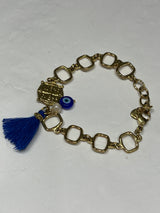 NIKA BRACELET WITH BLUE TASSLE AND FRESH WATER PEARL