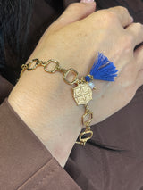 NIKA BRACELET WITH BLUE TASSLE AND FRESH WATER PEARL