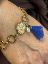 NIKA BRACELET WITH BLUE TASSLE AND FRESH WATER PEARL