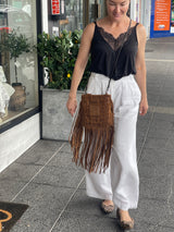 Greek Key Boho Brown Suede Bag by EL bags