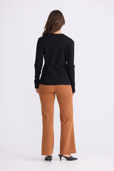 Cassian Long Sleeve Knit Top - Black
