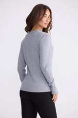 Cassian Long Sleeve Knit Top - Grey