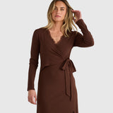 Brigitte Wrap Dress - Espresso Brown