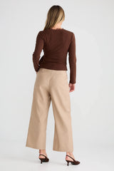 Brigitte Wrap Top - Espresso Brown
