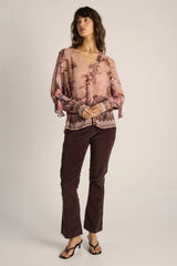 Odette Ruffle blouse - Light Scarf Print