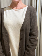 Patou Pure Lambswool Cardigan - Brown Fleck