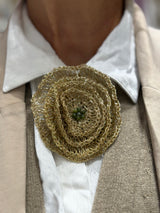 Hara Karamichali Small Gold Brooch with Green Agate