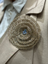 Hara Karamichali Large Silver Brooch with Light Blue Agate